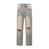 Men Jeans Gradient Color Hole