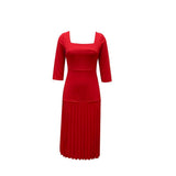 Women Dress Pleated Solid Color Fashion Dress