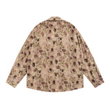 Men Long Sleeved T Shirt Floral Print Long Sleeve Shirt Men's Loose Spring and Autumn Lapel Shirt