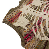 Kapital T Shirt Hitian Hehong Bone Skeleton Ethnic Retro Flower Stripe Knitted round Neck Vest