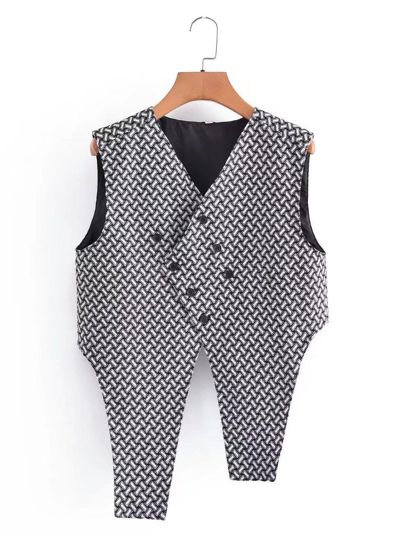 Women Vest Irregular Plaid with a Sense of Design