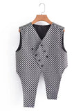 Women Vest Irregular Plaid with a Sense of Design