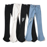 Women Jeans Hot Girl Slimming Holes Stretch Slim Fit Bell-Bottom Pants