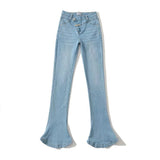 Women Jeans Bell-Bottom Pants Stretch Slim Fit