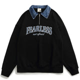 Men Fleece Lined Hoodie Multicolor Hoodie Men's Ins Loose Letter Embroidery Polo Top