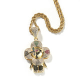 Jewelry hip hop design donkey flower pendant copper inlaid 5A zircon rapper Spectrum Animal