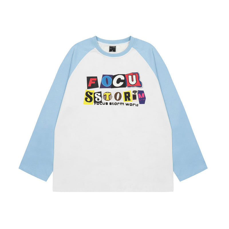 Men Long Sleeve T-Shirt Letter Printing Heavy Weight Cotton Base Shirt