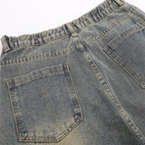 Men Jeans Multi-Pocket Workwear Jeans Retro Washed Loose