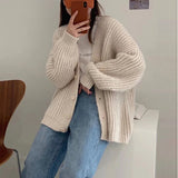 Women Knitted Cardigan Loose Thick Slimming Knitted Sweater