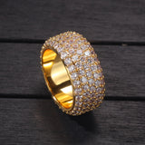 Rings Copper with Zirconium Five Rows Full Diamond Ring Hip Hop St. Valentine's Spectrum