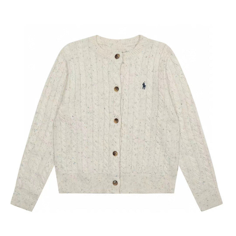 Ralph Lauren Knitted sweaters RL wool logo crew neck gradual change twist knitted cardigan