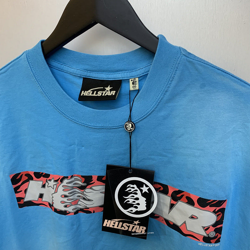 Hellstar T Shirt Vintage Old Printed Loose Casual Short Sleeve T-Shirt