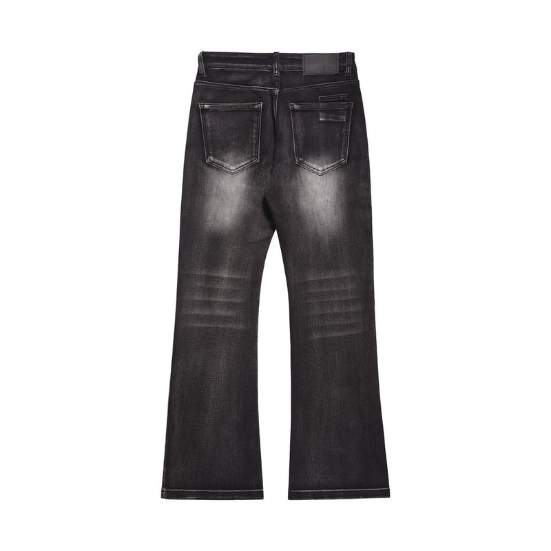 Men Jeans Bell-Bottom Pants Casual White Distressed Loose