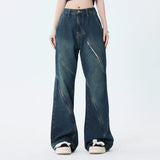 Men Jeans Irregular Stitching Zipper Bootleg Pants