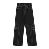Men Jeans Tooling Stitching Zipper Decorations