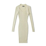 Women Dresses Sexy Fake Two-Piece V-neck Dress