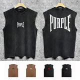 Purple Brand Distressed Tank T Shirts Distressed Sleeveless T-shirt Vest