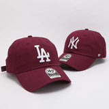 Dodgers and Yankees Baseball Cap 47brand Baseball Cap Female Purplish Red Distressed Vintage Hat Men