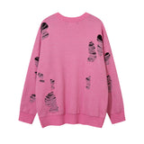 Women Sweater Ripped Sweater Oversize Vintage