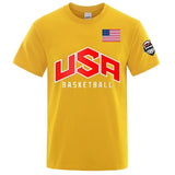 USA Basketballer Printed Street Casual T-Shirts Men Loose Ov