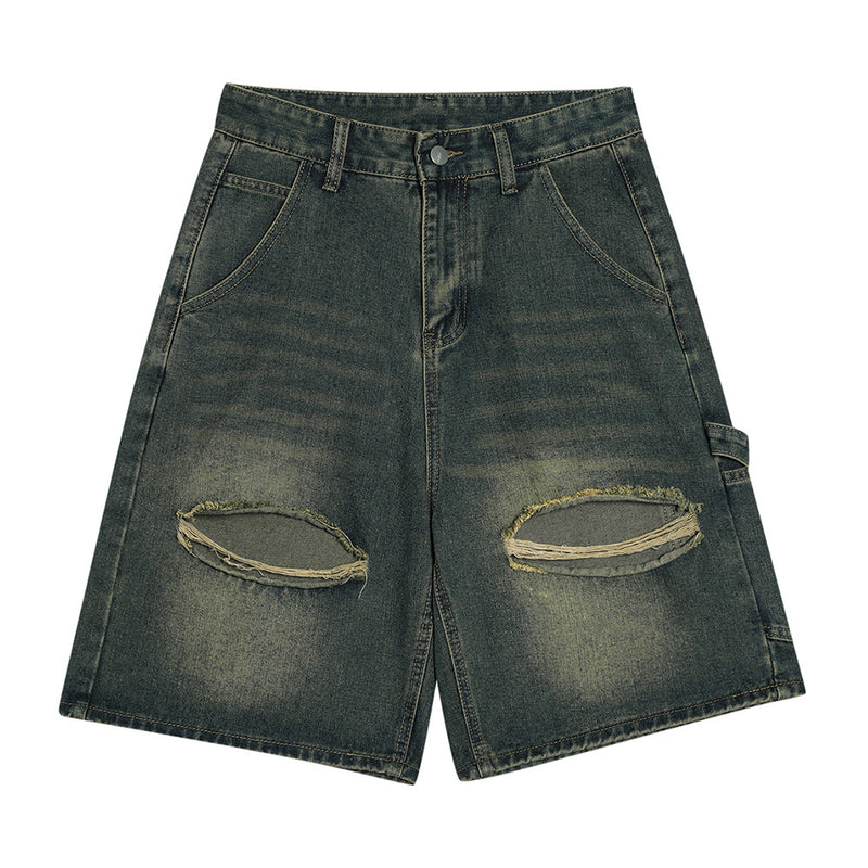 Men Shorts Ripped Denim Shorts Distressed Loose