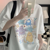 Men's T Shirt Loose Cartoon Graffiti Cute Style
