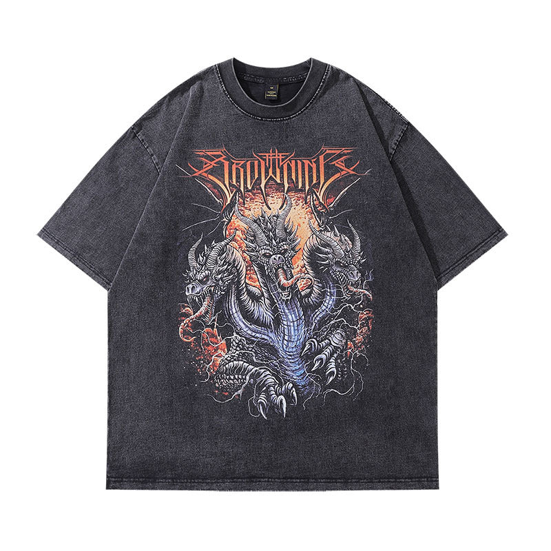 Men T-Shirt Vintage Print Oversize