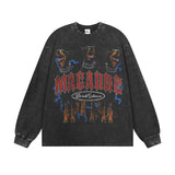 Vintage T-shirts Doberman Printed Short Sleeve T-Shirt Street Washed Old