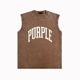Purple Brand Distressed Tank T Shirts Distressed Sleeveless T-shirt Vest