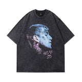 Men T-shirt Hip Hop Retro Heavy Half Sleeve Tee