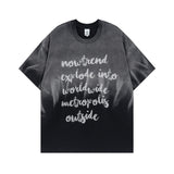 Men T-Shirt Graffiti Tie-Dye Gradient Color Loose Casual
