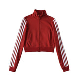 Women Hoodie Leisure Striped Short Style Sports