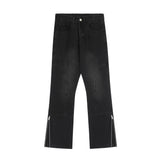 Men Jeans Stitching Topstitching Loose Zip