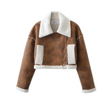 Women Cotton Coat Suede Faux Lamb Fur Coat