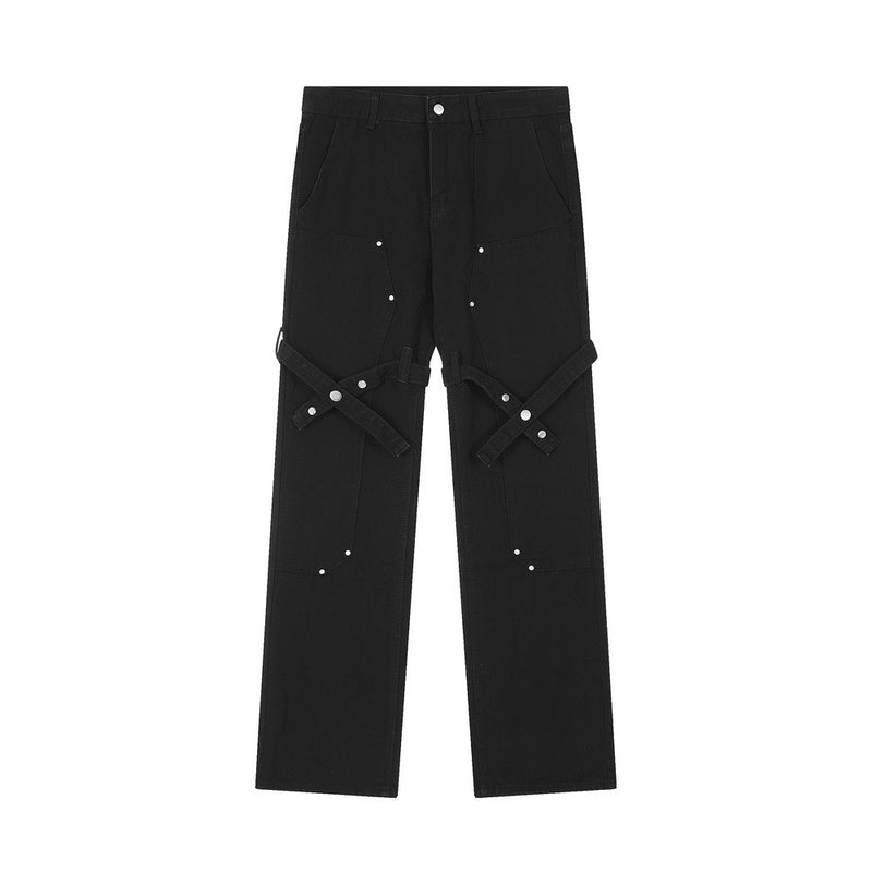 Men Jeans Rivet Punk Overalls