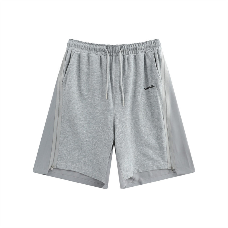 Men Shorts Zipper Stitching Casual Loose Sports