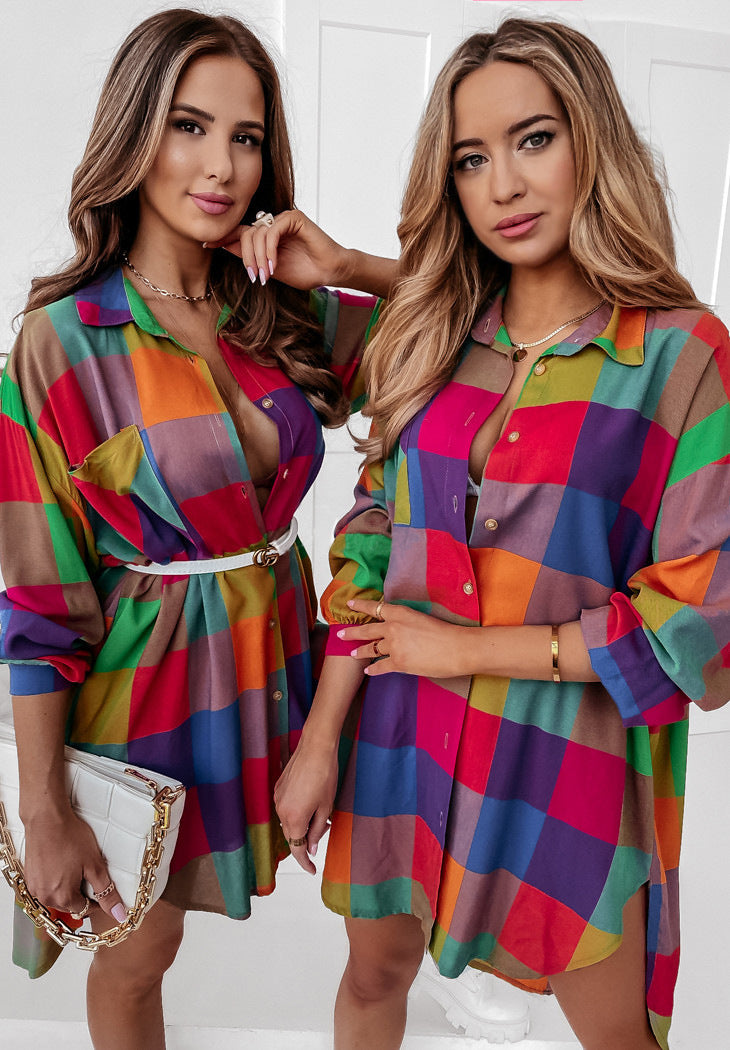 Women Dress Loose Long Sleeve Shirt Dress