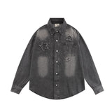 Long Sleeve Shirt Vintage Star Affixed Cloth Embroidered Cowboy Shirt