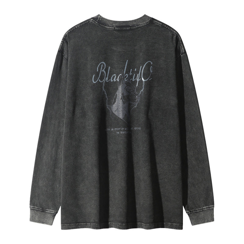 Men Long Sleeve T-shirt Doberman Pinscher Printed Distressed