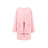Women Co-Ords Autumn and Winter Woolen Crew Neck Coat Fashion