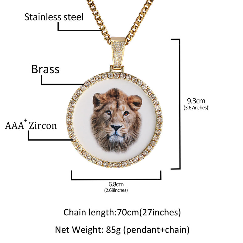 Jewelry Hip Hop Pendant Gold Silver Rose Gold Round DIY Pendant Necklace Animal