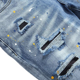 DSQ2 Short Jeans Ripped Patch Slim-fit Stretch Denim Shorts