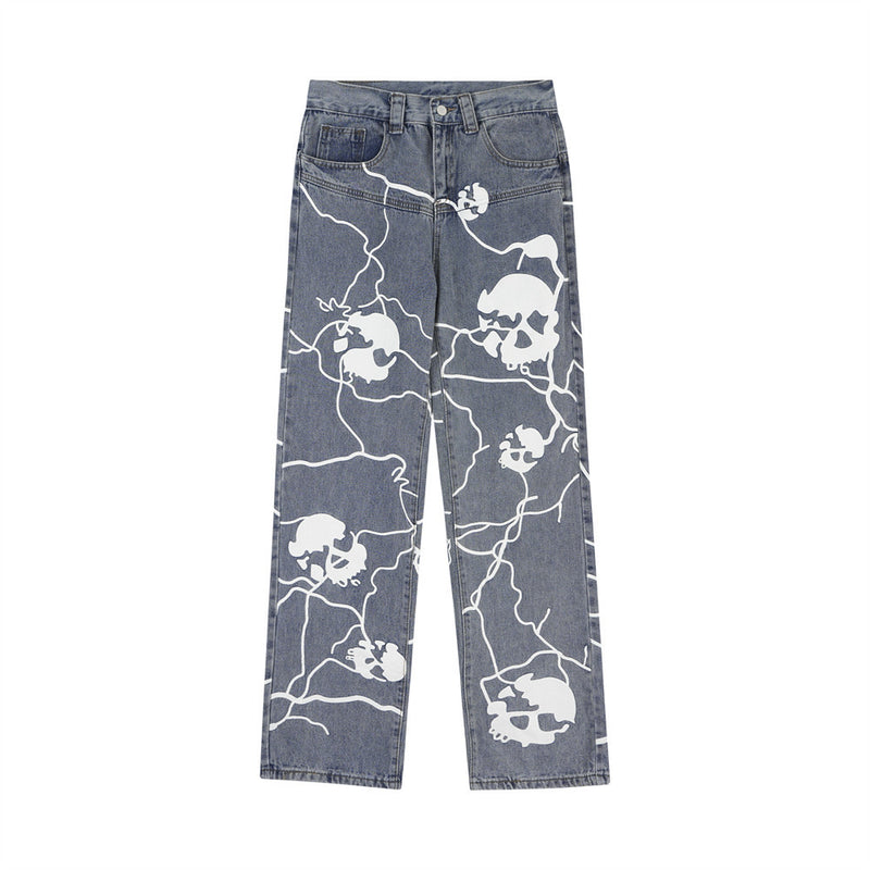 Men Jeans Skull Pattern