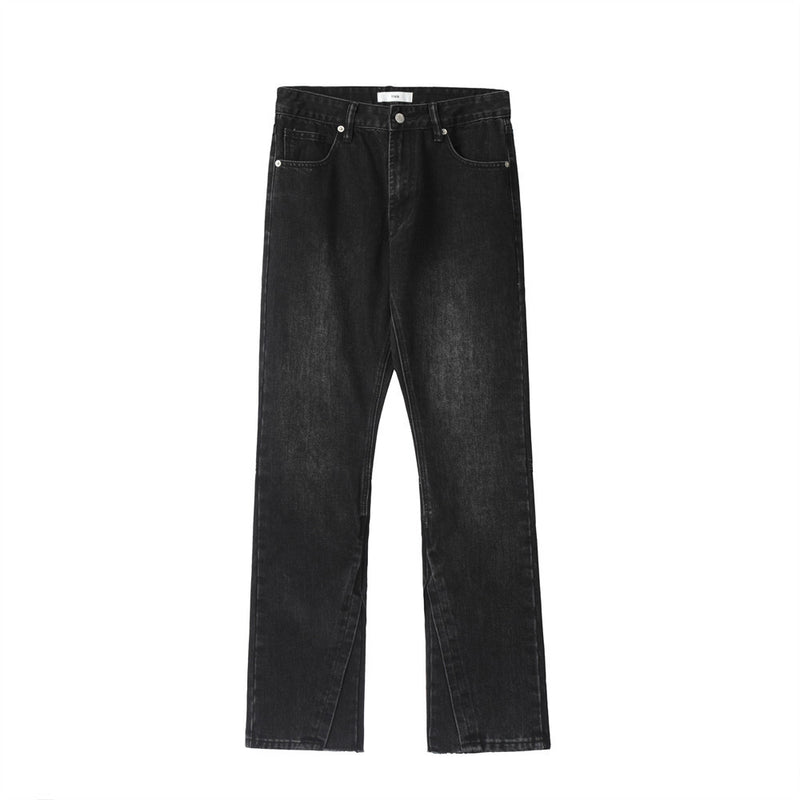 Men Jeans Bootcut Trousers Loose Distressed Wide Leg