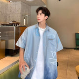 Men Shirts Summer Versatile Ink Painting Ice Silk Cool Feeling