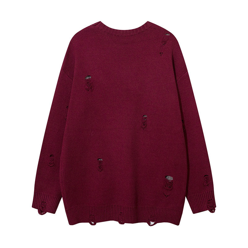 Women Sweater Cross Contrast Color Knitted Sweater