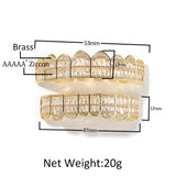 Grillz HIPHOP Real Gold Plating T Square 8 Teeth Zircon Braces Spectrum