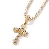 Jewelry Copper Set 5A Zircon Rose Cross Pendant Necklace Angel Pieces Egypt Pieces Jesus Pieces