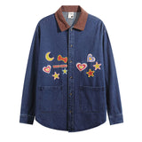 Long Sleeve Shirt Vintage Star Affixed Cloth Embroidered Cowboy Shirt