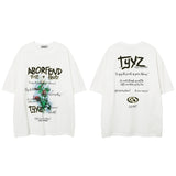 Men T-Shirt Retro Cartoon Puff Print Loose All-Match